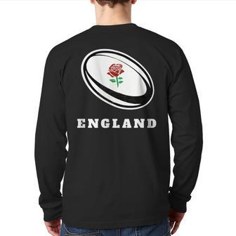 England Rugby Ball Back Print Long Sleeve T-shirt - Monsterry