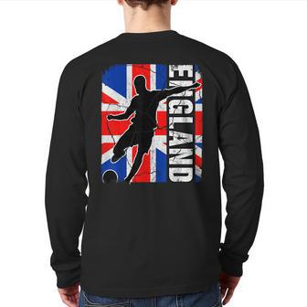 England Soccer Team British Flag Jersey Football Fans Back Print Long Sleeve T-shirt - Monsterry