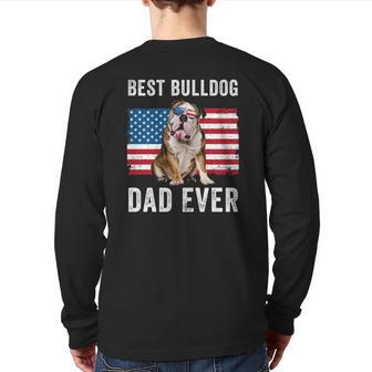 English Bulldog Dad Usa American Flag Dog Lover Owner Back Print Long Sleeve T-shirt | Mazezy