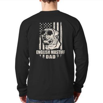 English Mastiff Dad Cool Vintage Retro American Flag Back Print Long Sleeve T-shirt | Mazezy AU