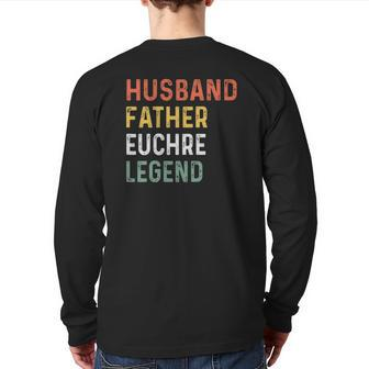 For Euchre Players Retro Father's Day Back Print Long Sleeve T-shirt | Mazezy