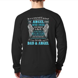 He Is In Every Beat Of My Heart Angel Up Above He Is My Dad Zip Back Print Long Sleeve T-shirt | Mazezy