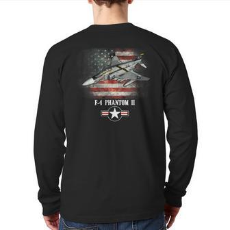 F4 Phantom Ii Combat Air Force Veteran Usa Flag Back Print Long Sleeve T-shirt | Mazezy
