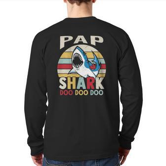 Family 365 Fathers Day Pap Shark Grandpa Men Back Print Long Sleeve T-shirt | Mazezy