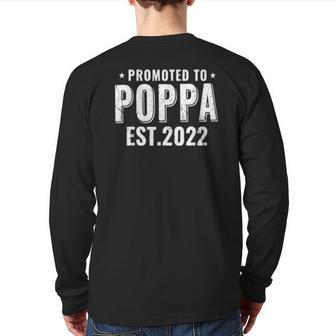 Family 365 Promoted To Poppa 2022 Grandpa Back Print Long Sleeve T-shirt | Mazezy