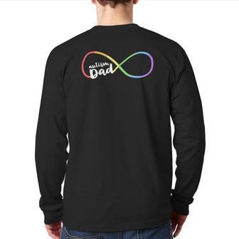 Family Autism Awareness Dad Rainbow Infinity Symbol Back Print Long Sleeve T-shirt | Mazezy
