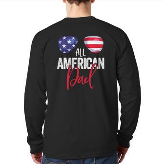 Family Matching 4Th Of July Men Dad American Flag Back Print Long Sleeve T-shirt | Mazezy