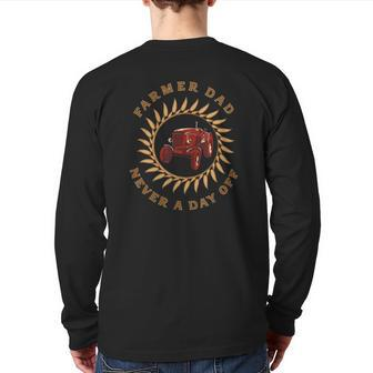 Farmer Dad With Vintage Farm Tractor And Tractor For Farmers Back Print Long Sleeve T-shirt | Mazezy