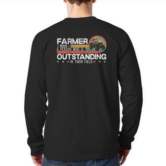 Farmer Definition Tractor Rider Farming Dad Grandpa Back Print Long Sleeve T-shirt | Mazezy
