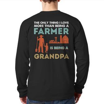Farmer Grandpa From Grandaughter Grandson Father's Day Back Print Long Sleeve T-shirt | Mazezy AU