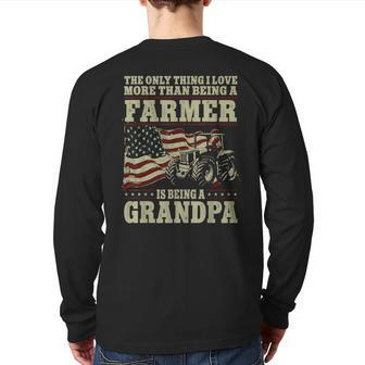 Farming Farmer Grandpa Vintage Tractor American Flag The Back Print Long Sleeve T-shirt | Mazezy DE