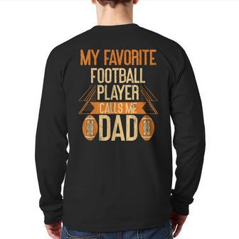 Father American Football Player Dad Sport Back Print Long Sleeve T-shirt | Mazezy