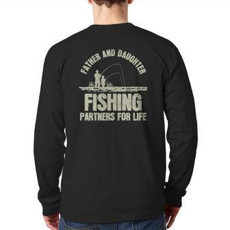 Father & Daughter Fishing Partners Father's Day Back Print Long Sleeve T-shirt | Mazezy