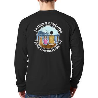 Father & Daughter Fishing Partners For Life Golden Retriever Back Print Long Sleeve T-shirt | Mazezy