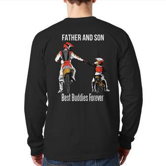 Father & Son Motocross Enduro Dirt Bike Motorcycle Back Print Long Sleeve T-shirt | Mazezy