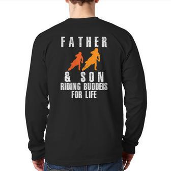Father & Son Riding Buddies Dirt Bike Motocross Back Print Long Sleeve T-shirt | Mazezy