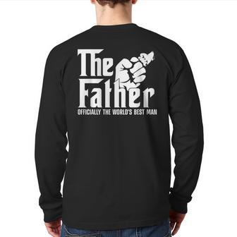 Father Officially Best Man Papa Daddy Stepdad Poppa Husband Back Print Long Sleeve T-shirt | Mazezy