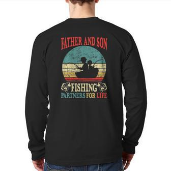 Father Son Fishing Partners For Life Vintage Dad Matching Back Print Long Sleeve T-shirt | Mazezy