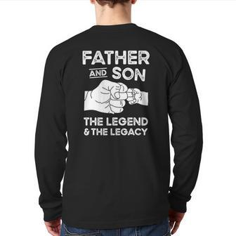 Father And Son The Legend And The Legacy Fist Bump Matching Back Print Long Sleeve T-shirt | Mazezy