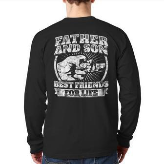 Father And Son Matching Family Dad Fist Bump Back Print Long Sleeve T-shirt | Mazezy