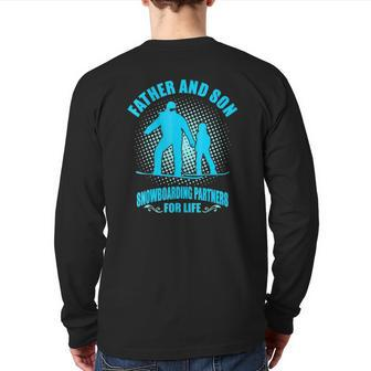 Father Son Snowboarding Partners For Life Father's Day Back Print Long Sleeve T-shirt | Mazezy