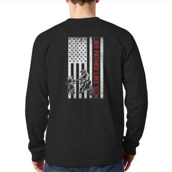 Like Father Like Sons Motocross Tee Dirt Bike American Flag Back Print Long Sleeve T-shirt | Mazezy