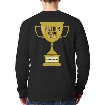 Father Of The Year Trophy Back Print Long Sleeve T-shirt | Mazezy