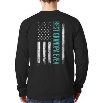 Father's Day Best Grandpa Ever With Us American Flag Back Print Long Sleeve T-shirt | Mazezy CA