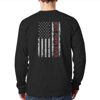 Father's Day Best Poppi Ever With Us American Flag Back Print Long Sleeve T-shirt | Mazezy
