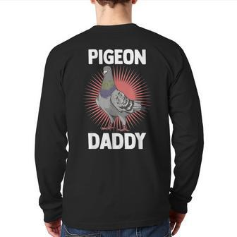Father's Day Birding Dad Birdwatching Papa Pigeon Daddy Back Print Long Sleeve T-shirt | Mazezy