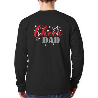Father's Day Cheerleader Proud Cheer Dad Supporter Back Print Long Sleeve T-shirt | Mazezy