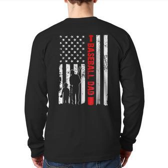 Fathers Day For Dad Baseball Dad For Men Back Print Long Sleeve T-shirt | Mazezy