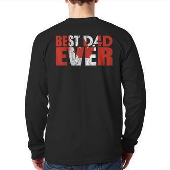 Fathers Day Best Dad Ever Canadian Flag Back Print Long Sleeve T-shirt | Mazezy