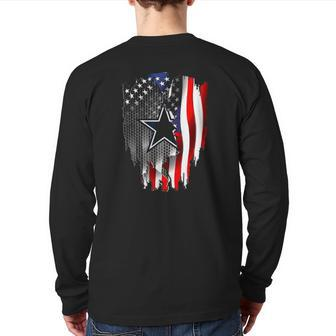 Father's Day Cowboy Flag Football Dallas Fans Usa Flag Back Print Long Sleeve T-shirt | Mazezy