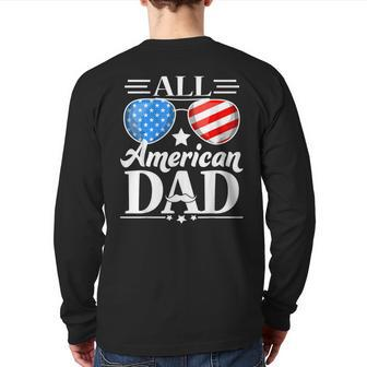 Fathers Day All American Patriot Usa Dad Back Print Long Sleeve T-shirt | Mazezy
