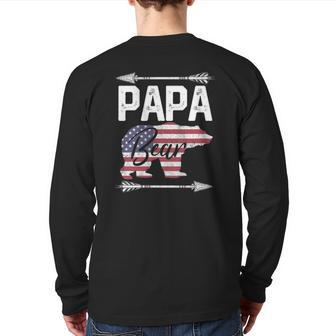 Father's Day Papa Bear Dad Grandpa Usa Flag July 4Th Back Print Long Sleeve T-shirt | Mazezy