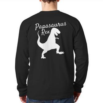 Father's Day From Wife Son Daughter Kids Papasaurus Back Print Long Sleeve T-shirt | Mazezy