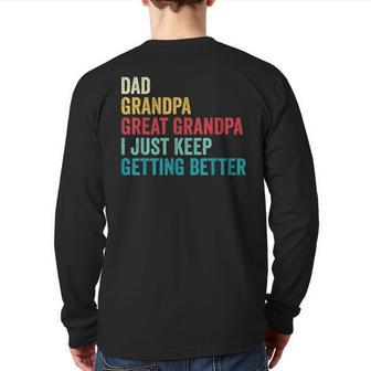 Fathers Day Grandpa From Grandkids Dad Great Grandpa Back Print Long Sleeve T-shirt | Mazezy