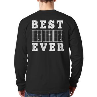 Fathers Day For Guitarist Guitar Chord Best Dad Ever Back Print Long Sleeve T-shirt | Mazezy