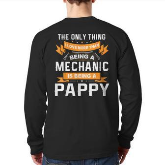 Fathers Day I'm Pappy And A Mechanic Family Back Print Long Sleeve T-shirt | Mazezy