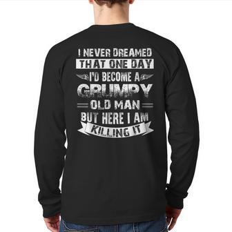 Father's Day For Men Grumpy Old Men Dad Grandpa Back Print Long Sleeve T-shirt | Mazezy