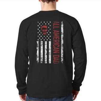 Fathers Day All American Patriot Usa Dad 4Th Of July Back Print Long Sleeve T-shirt | Mazezy
