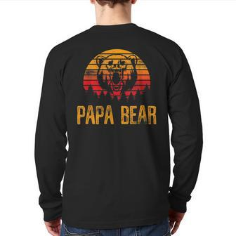 Fathers Day Papa Grandpa Distressed Papa Bear Sunset Back Print Long Sleeve T-shirt | Mazezy