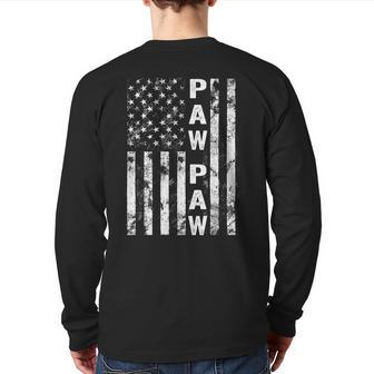 Fathers Day Paw Paw America Flag For Men Back Print Long Sleeve T-shirt | Mazezy