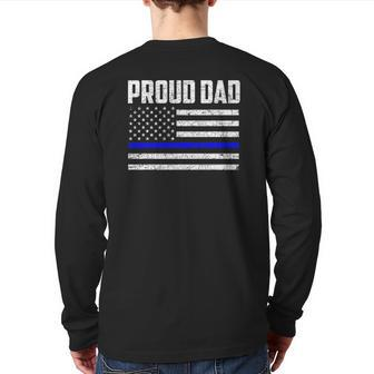 Fathers Day Police Officer Dad Police Back Print Long Sleeve T-shirt | Mazezy