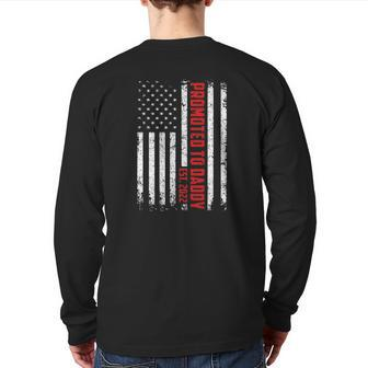 Father's Day Promoted To Daddy Est 2022 American Flag Back Print Long Sleeve T-shirt | Mazezy