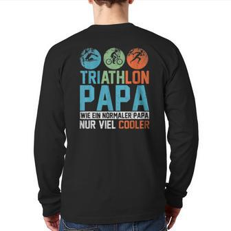 Father's Day Triathlete Dad Triathlon Back Print Long Sleeve T-shirt | Mazezy