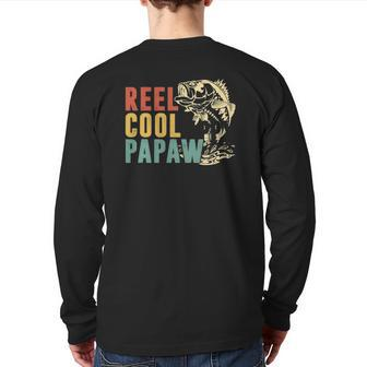 Father's Day S Vintage Fishing Reel Cool Papaw Back Print Long Sleeve T-shirt | Mazezy