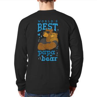Fathers Day Worlds Best Daddy Papa Bear Animal Dad & Baby Back Print Long Sleeve T-shirt | Mazezy