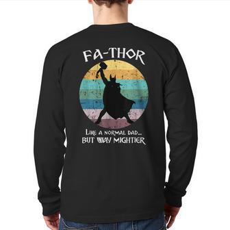 Fathor Like Dad Just Mightier Hero Dad Grandpa Father's Day Back Print Long Sleeve T-shirt | Mazezy